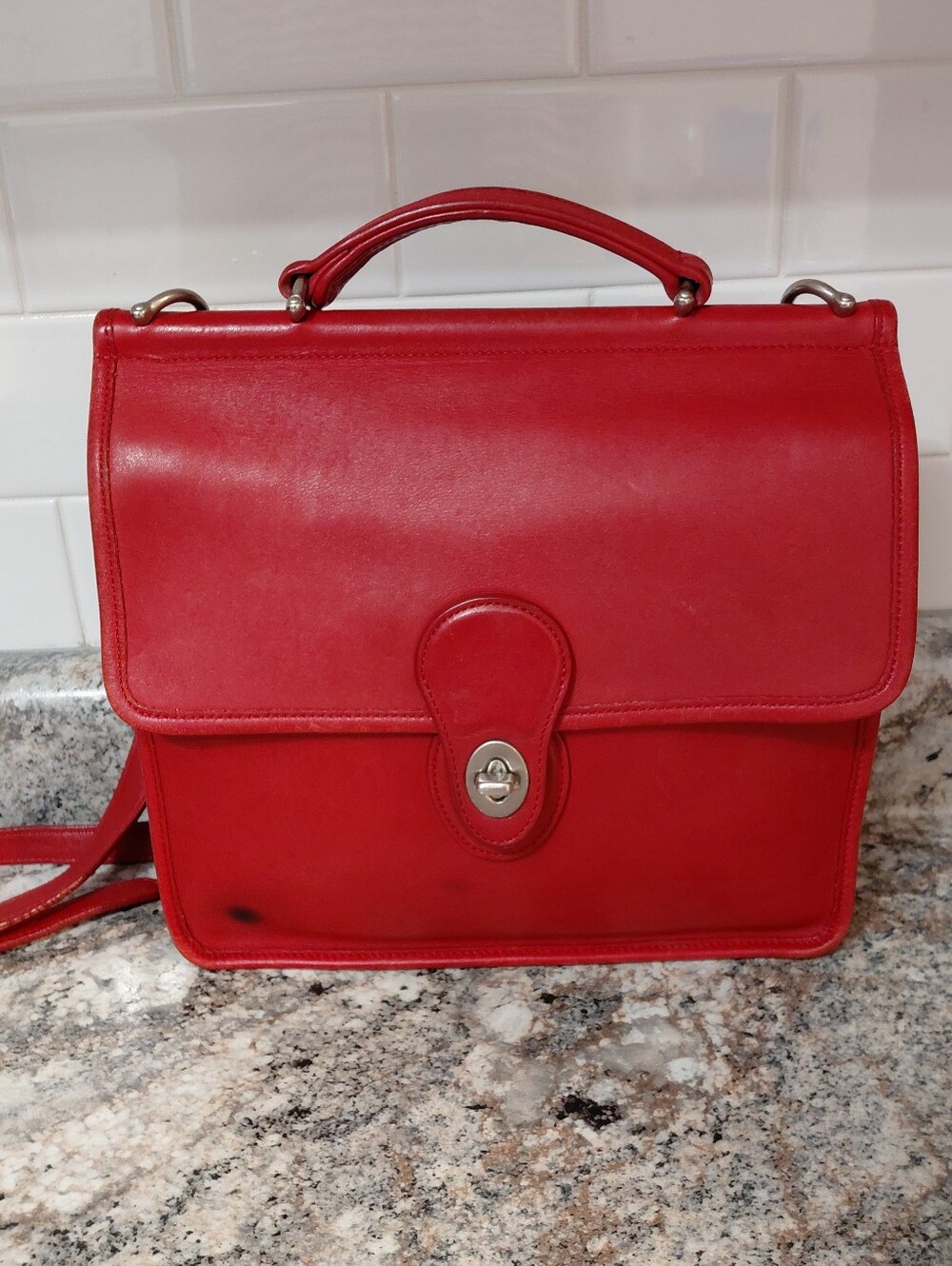 Coach Red Leather Willis Bag Purse 9927 **Read**